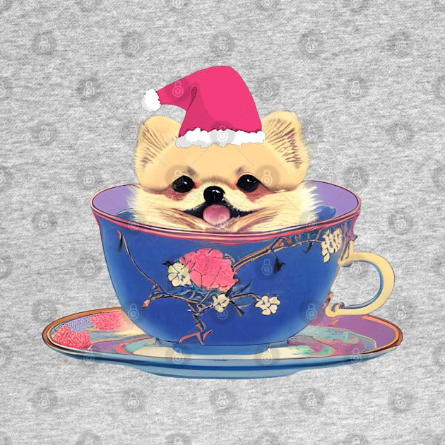 Cutest Pink Teacup Pomeranian Puppy in Merry Christmas Day by Mochabonk